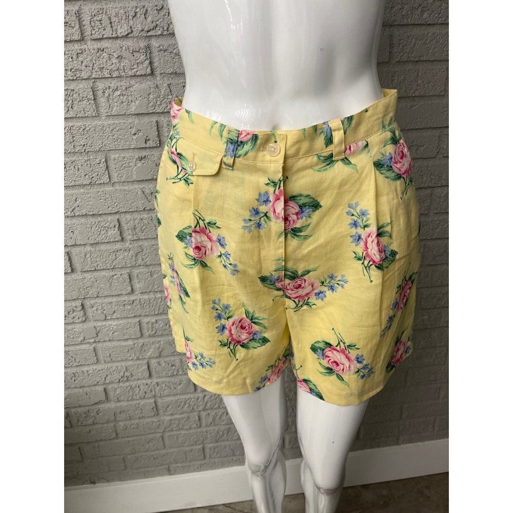LAUREN Ralph Lauren Petite Linen Multicolored Floral Shorts Size 6P